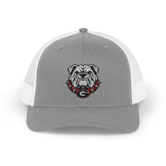 Bulldog Embroidered Trucker Cap - Retro Athletic Snapback Hat