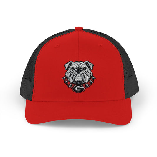 Bulldog Embroidered Trucker Cap - Retro Athletic Snapback Hat
